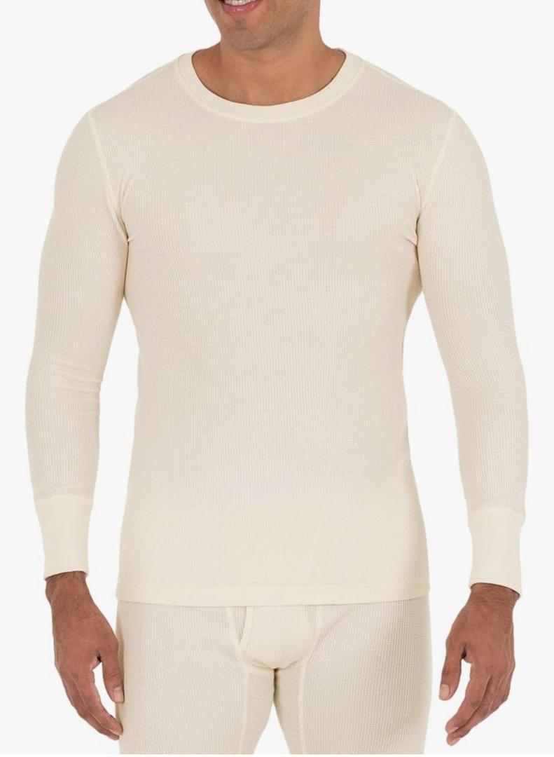 Fruit of The Loom Mens Recycled Waffle Thermal Underwear Crew Top, Size XL
