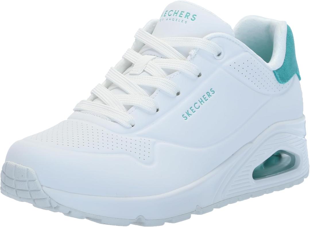 Skechers Women's Uno-pop Back Sneaker (7, White/Mint)