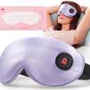 LitBear Heated Eye Mask, Silk Cordless Warm Eye Compress for Dry Eyes, Light Blocking Heat Eye Mask for Women Men, Soft Eye Heating Pad for Dry Eyes, Travel, Rechargeable, Washable Cover (Purple)