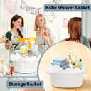 woric Woven Basket Gift Basket Storage Baskets with Handles for Wedding Gifts Empty Mothers Day Graduation Gifts Stuffers Baby Shower Toy (White 12"X 8" X 5" with Gift Bag Card Ribbon Tissue Paper)