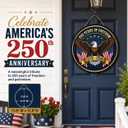 2 x 250th Anniversary Door Sign - 1776-2026 USA Semiquincentennial Patriotic Wreath, 4th of July Wooden Door Hanger, Independence Day Wall Decor for Home Front Porch Outdoor Hanging Ornament - D04
