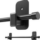 Curtain Rods No Drilling for Windows, 5/8 No Drill/Adhesive Holder Black Curtain Rod Brackets, Renter Friendly Adjustable Drapery Pole Easy Install, Black, 32-48