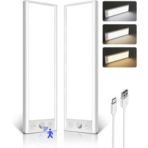 EZVALO 220LM Super Bright Under Cabinet Lighting Wireless, 5000mAh Rechargeable Battery Motion Sensor Light Indoor, Dimmable Under Counter Lights for Kitchen, 3-Inch Ultra-Wide Panel Closet Light (White)