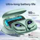 Wireless Earbuds Bluetooth 5.3 Headphones 90 Hrs Playtime Ear buds with Wireless Charging Case Power Display Over-ear Earphones with Earhooks Waterproof Stereo Headset for Android phone Workout Green