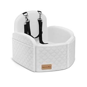 Mavora Max (Up to 35lbs Small/ Medium Dog Car Seat Booster Dog Seat for Car Portable with Adjustable Seatbelts Puppy Travel Carrier for SUV, Truck, with Memory Foam Cushion(White)