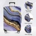 FOREVER QUEEN Luxury Golden Purple Marble Luggage Cover Suitcase Protector Suitcase Cover Anti-Scratch,Stretchable Bag Cover Washable Durable Polyester