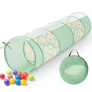 Eterish Kids Play Tunnel Toys for Toddlers, Pop Up Tents for Kids or Pets, Gift for Boy and Girl Play Tunnel Indoor and Outdoor (Green Daisy)