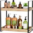 BEKU 2 Tier Bathroom Counter Organizer - Kitchen Sink Countertop Shelf - Makeup Vanity Tiered Tray - (Wood)