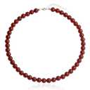 Natural Red Agate Choker Necklace Sterling Silver 8MM Round Beads Strand Necklace for Women (8 MM //45+5 CM)