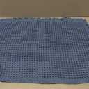 Waffle Bath Mat Rug, Super Absorbent Non Slip Bath Mats for Bathroom Mat Ultra Soft Bathmat Machine Washable Bathroom Rugs with Tassels, Bath Rugs for Bathroom Floor Beside Tub, 18" x 30", Blue