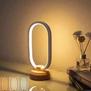 Table Lamp Bedroom Modern Oval Nightstand Lamps,Small LED Table Light,Warm White 3 Color temperatures,Dimmable Lights with USB Cable,for Home Adult Kids Living Room Lounge Deco Lighting