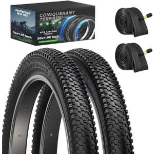 26 Inch Bike Tires Replacement 2-Pack 26x1.95 Bike Tire with Anti-Stab Weave, Folding Mountain Bicycle Tires and Tubes