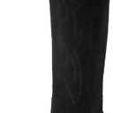 iiimmu Cowgirl Boots Women Knee High Boots Pointed Toe and Block Heel Cowboy Suede and Faux Leather Boots with Embroidered (6.5, Black)