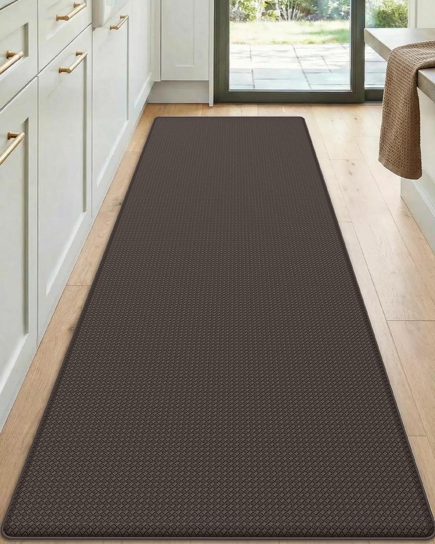 DEXI Kitchen Floor Mats Cushioned Anti Fatigue, 23x59, Large Wide Standing Runner Rug Waterproof, Comfort Memory Foam Padded for Front Sink Laundry, Brown