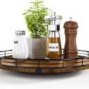 Farmhouse Oak 13" Lazy Susan Turntable Organizer for Cabinet, Round Wooden Lazy Susan Organization and Storage for Dining Table, Pantry, Kitchen, Countertop, Cupboard,Home Decor, Walnut Wood