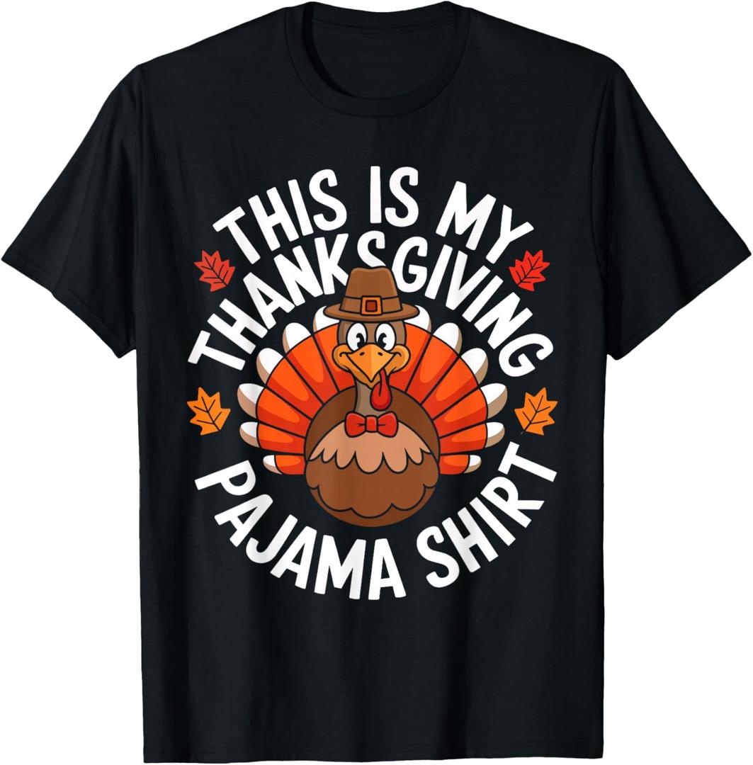 This is My Thanksgiving Pajama Shirt Adult Kid Men Women Pjs T-Shirt S