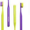 Medium Soft Toothbrush for Adults | Ultra-Dense Rounded Bristles | Gentle on Gums | Deep Plaque Removal | Whiter Smile | Suitable for Braces | 2 Pack Multicolor (Green + Purple)