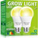 2 Pack LED Grow Light Bulbs A19 Bulb, Full Spectrum Plant Light Bulb, 9W E26 Grow Bulb Replace up to 80W, Grow Light for Indoor Plants, Flowers, Greenhouse, Indore Garden, Hydroponic