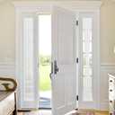 NICETOWN 2 Panels Sidelight French Door Sheer Curtains for Kitchen Front Narrow Glass Door, 12 x 72 Inches with Tieback Semi Sheer Small Window Covering for Living Room, White