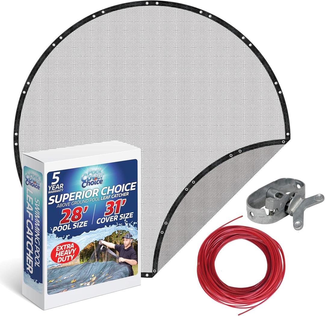 Swimming Pool Leaf Catcher Net Cover for 28 ft Aboveground Round Pool Size, Superior Choice Series, Lightweight Mesh Material, Color - Black, Pool Cover Choice 4528CHOICE