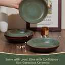 Pokini 12 Piece Dinnerware Sets with Pasta Bowls, Stain Resistant Dish Set, Easy Cleaning Dishes, Multi-Functional Plate and Bowl Set, Stack Compactly Plates, Service for 4 Sage Green
