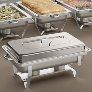 Chafing Dishes for Buffet 4 Pack, 9 QT Full Pan Stainless Steel Chafing Dish Buffet Set Sturdy and High Grade Chafers and Buffet Warmers Sets for Any Party with Complete Set
