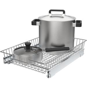 Pull Out Cabinet Organizer, 14W x 21D - Requires At Least 15 Cabinet Opening, Heavy Duty Metal Wire Cabinet Drawers Slide Out For Kitchen, Bathroom, Chrome (single tie)