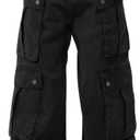 Hugboom Baggy Cargo Pants for Women Men High Waisted Y2k Hip Hop Grunge Pants with Pockets Casual Streetwear Black-M