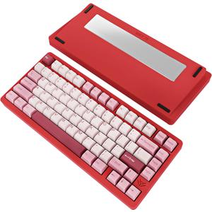 MK INKY75 Mechanical Keyboard with Full Aluminum Wireless Mechanical Gaming Keyboard, 75% Layout Mechanical KeyBoard BT/2.4G/USB-C,Hot Swappable, Creamy Sounding, RGB/PP/4000mAh(Raspberry)