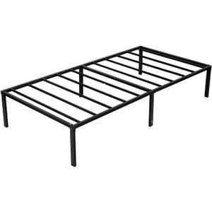 Heavy Duty Twin Bed Frame Metal Platform with Ample Underbed Storage Pre-drilled Headboard Compatible Easy Assembly Sturdy Steel Construction for Apartments and Spaces Black