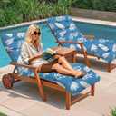 2 Pack Outdoor Chaise Lounge Chair Cushion 75.1 x 22.8 x 4.7 Inches 100% Waterproof Replacement Cotton Patio Pool Lounge Chair Cushion for Outdoor Furniture with Ties, Blue Leaf