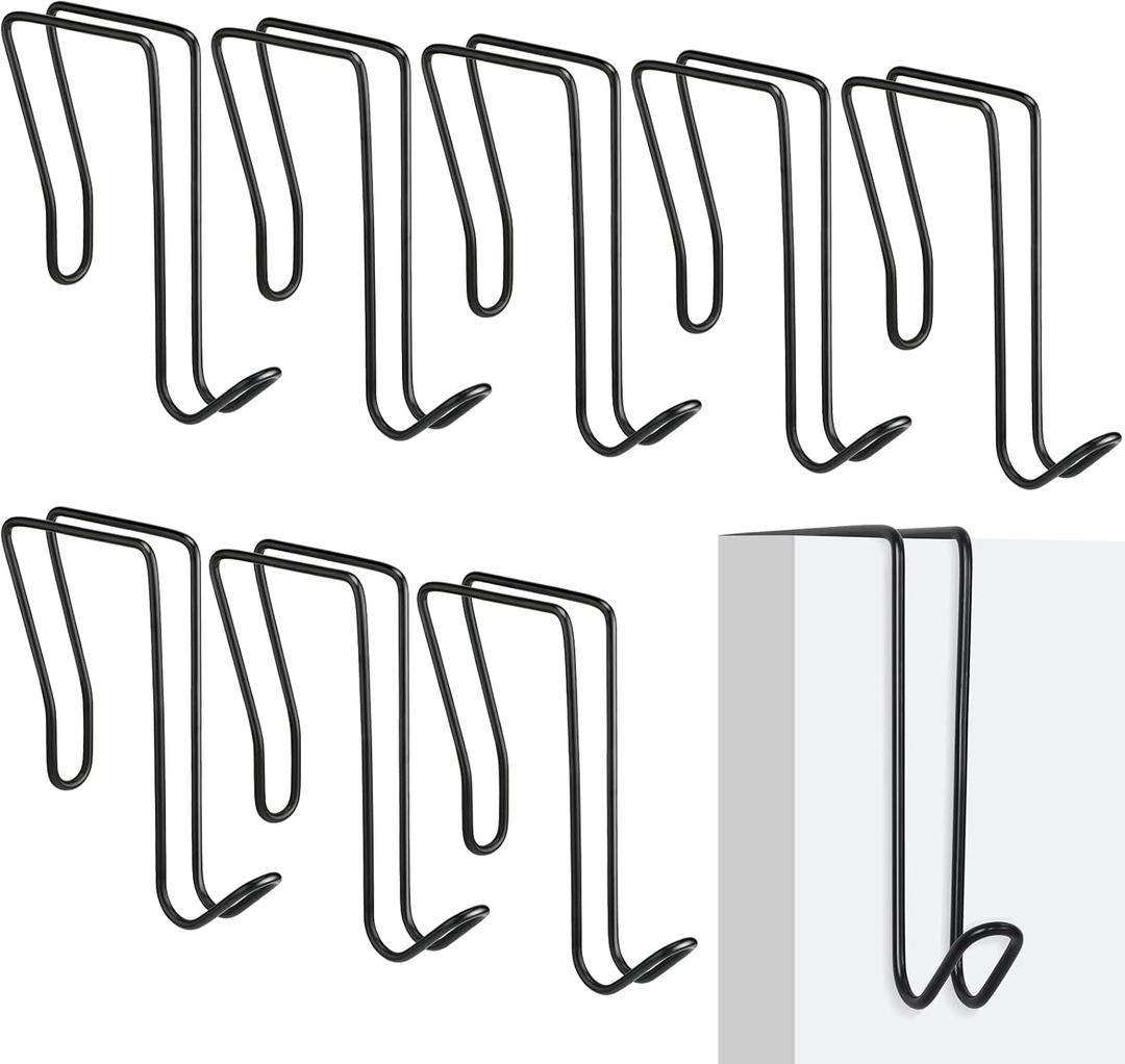 Oudain 8 Pack Wire Cubicle Hooks for Coat Wall Panel Over Cubicle Hanger Accessories for Office Partition Door Picture (Black)
