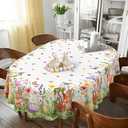 yrhsnclsdg Easter Tablecloth Bunny Tablecloths Oval 54x72 Inch, Colorful Egg Table Cover Waterproof for Easter Spring Dinning Table Decorations