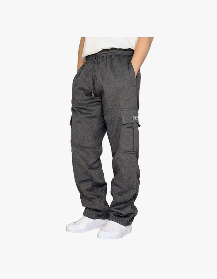 Men's Cargo Sweatpants Casual Fleece Joggers Loose Fit Open Bottom Athletic Pants for Men with Pockets Medium