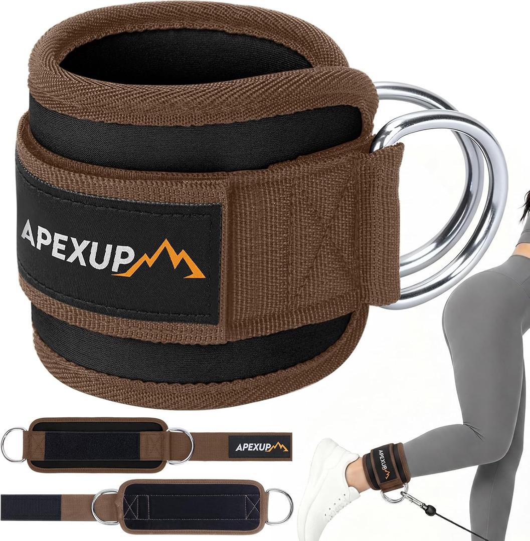 2 x APEXUP Ankle Strap for Cable Machine, Ankle Resistance Bands, Cable Kick Back Ankle Straps for Gym, Glute Workouts, Leg Extensions, Adjustable Straps with Neoprene Padding