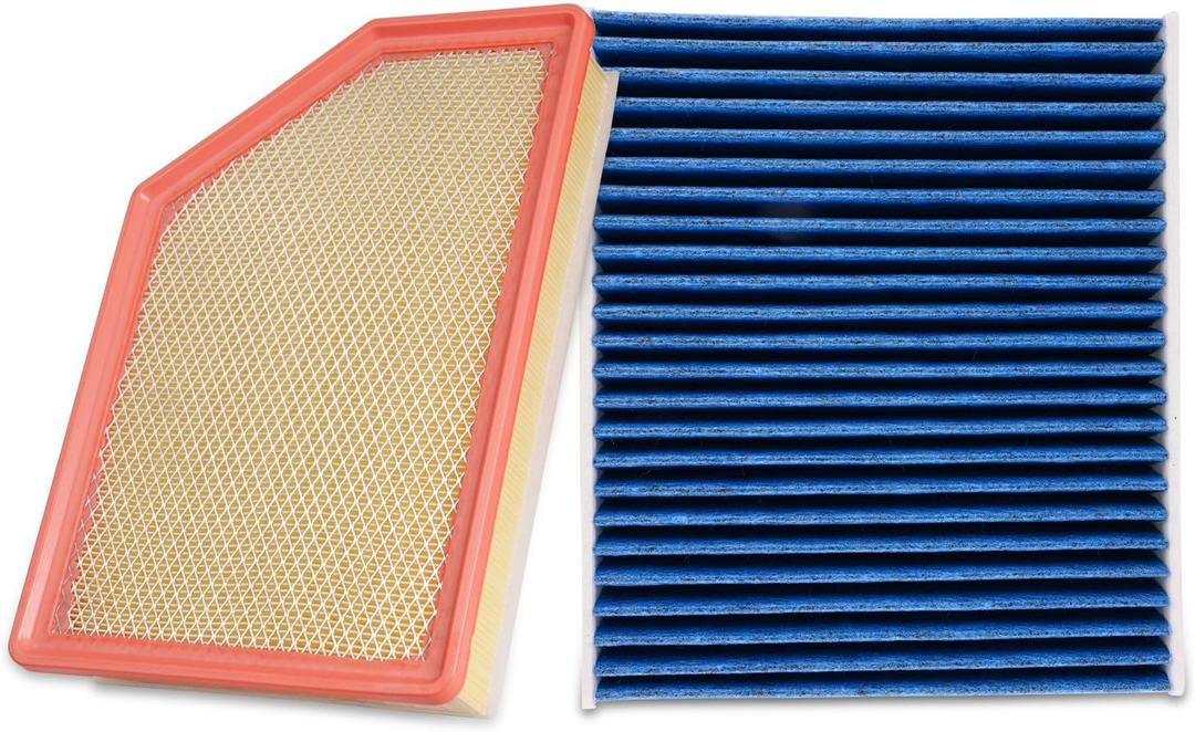 Cabin&Engine Air Filter Fit for Silverado 2500HD/3500HD (2020-2024), GMC Sierra 2500HD/3500HD (2020-2024) Activated Carbon Cabin Filter Replacement CF11966 84554703