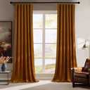 RYB HOME Fall Curtains Burnt Orange Velvet Curtains, Light Blocking, Thermal Insulated, Terracotta Luxury Window Treatment Privacy Backdrops for Bedroom Living Room, 52 inch x 84 inches, 2 Panels