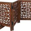 The Wooden Town Freestanding Foldable Wooden Dog Gate – 54” Wide, 24” Tall, 3 - Panel Pet Gate with Support Feet for Doorways, Stairs & Indoor Use