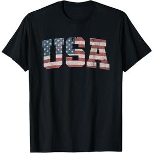 USA US Flag Patriotic 4th of July America T-Shirt, Size L