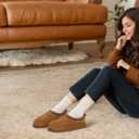 Slippers for Women Genuine Suede Water Resistant Women's Slippers with Memory Foam and Faux Fur Lining Comfy Furry Shoes Gifts for Women Footwear (8, Brown)