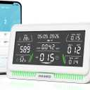 10-in-1 Air Quality Monitor with WiFi App Alerts | CO2, PM2.5, HCHO, TVOC Detector | 6.1" HD Display & 2Y Data Storage | Wall/Desk Mount for Home, Office, School (White)