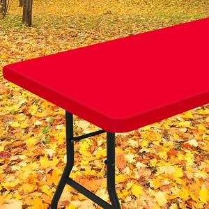 Smiry Rectangle Tablecloth, Elastic Fitted Flannel Backed Vinyl Tablecloths for 6ft Folding Tables, Waterproof Wipeable Table Covers for Indoor, Outdoor, Picnic and Camping (Red, 30"x72") Smiry Rectangle Tablecloth, Elastic Fitted Flannel Backed Vinyl Tablecloths for 6ft Folding Tables, Waterproof Wipeable Table Covers for Indoor, Outdoor, Picnic and Camping (Red, 30"x72")