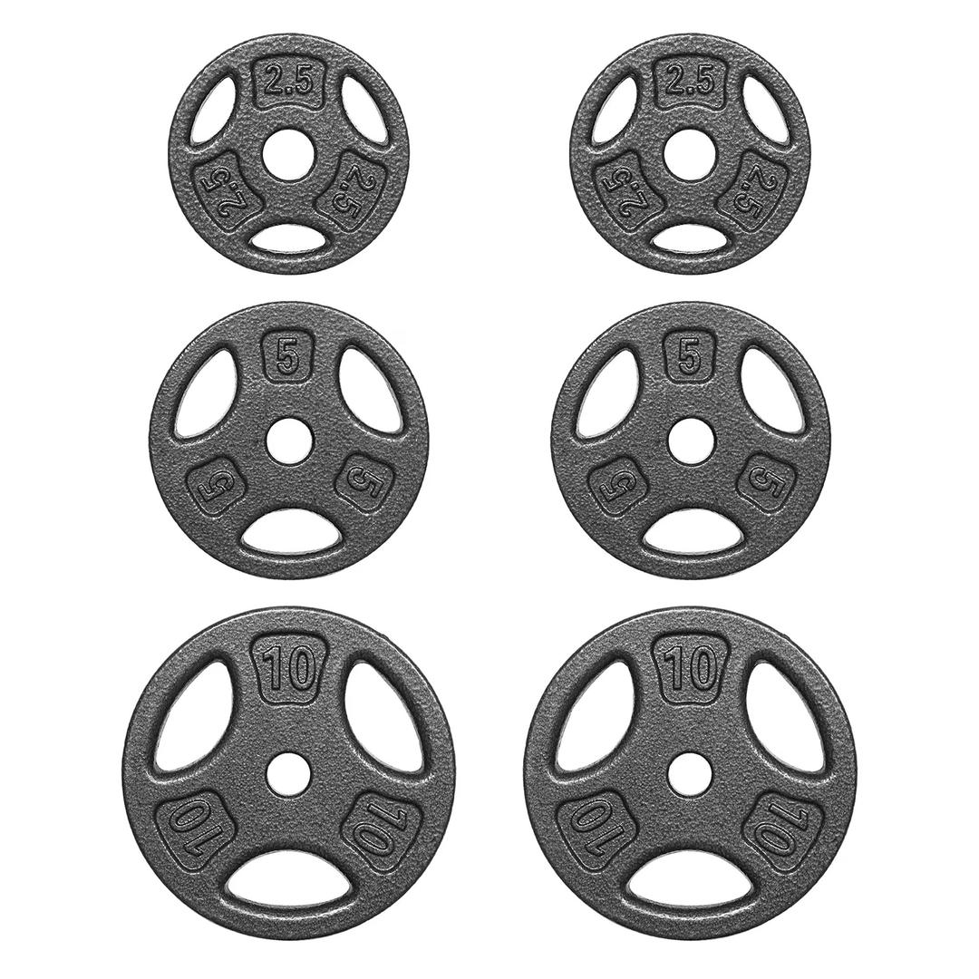 Athletic Works 35LB Cast Iron Weight Plate Set, 2 Each of 2.5, 5 and 10LB, 1-inch Holes Fit Standard Sized Bar