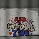 Kids Red White & Two 2nd Birthday 4th Of July T-Shirt (White, XL)
