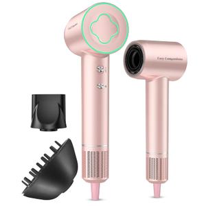 Cosy Companions High-Speed Ionic Hair Dryer, 150000 RPM Brushless Motor for 2-5 Min Fast Drying, Low Noise Blow Dryer Reduces Frizz & Heat Damage, Lightweight Hair Dryer with Diffuser & Nozzle, Pink