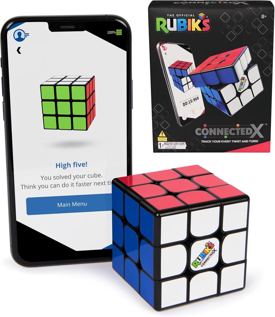 Rubik's Cube, The Official Rubiks ConnectedX, Bluetooth-Enabled 3x3 Speed Cube with Guided Learning App for Beginners, Brain Teaser Fidget Toy & Puzzle for Adults, Teens, & Kids, for Ages 8 & Up