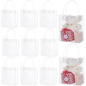 Clear PVC Gift Bags with Handles, 25 Pack, Transparent Shopping Totes for Retail, Wedding, Party