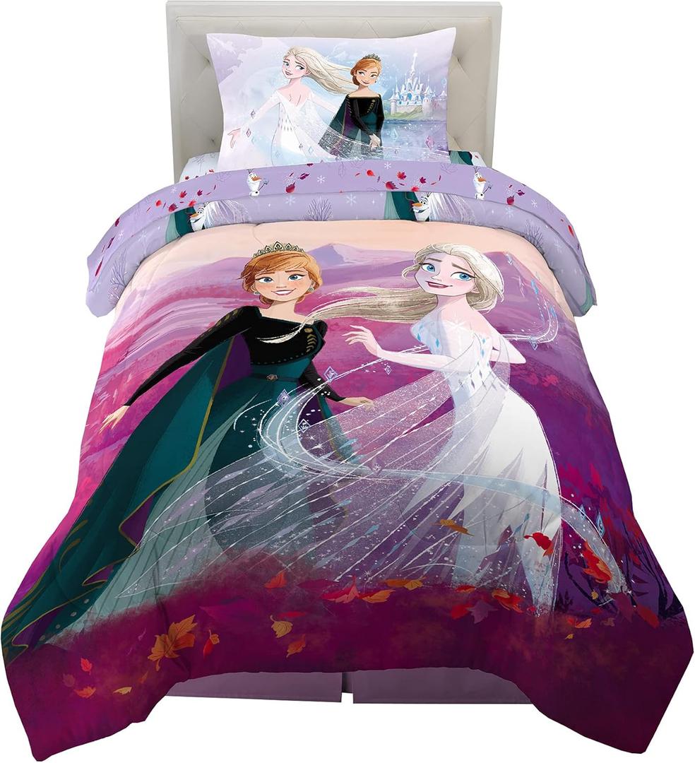 Disney Frozen 2 Kids Bedding Super Soft Comforter And Sheet Set, 4 Piece Twin Size, "Official" Disney Product By Franco