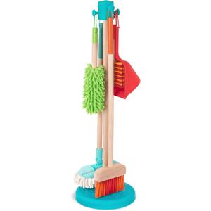 Battat Kids Cleaning Set Cleaning Toys for Toddlers, Children Pretend Play Kit Broom, Mop, Brush, Dustpan, Duster Sweep n' Clean 2+ Years