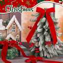 Riceshoot 30 Pcs Red Bow Valentines Decoration, 11 x 6.3 Inch Large Velvet Bows for Valentines Tree Gift Ribbon Garland Ornaments for Wreath Crafts Wedding Christmas Party